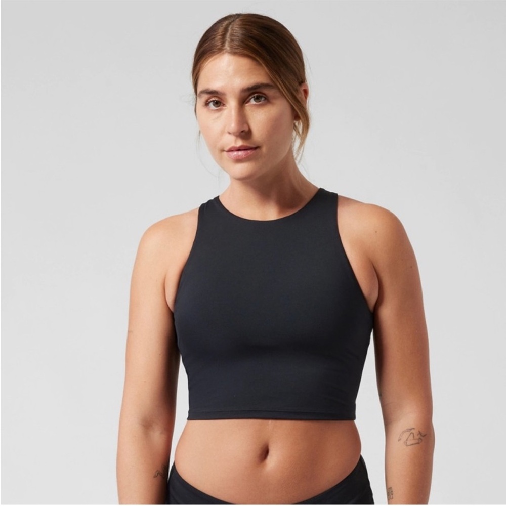 Athleta conscious crop bikini top black